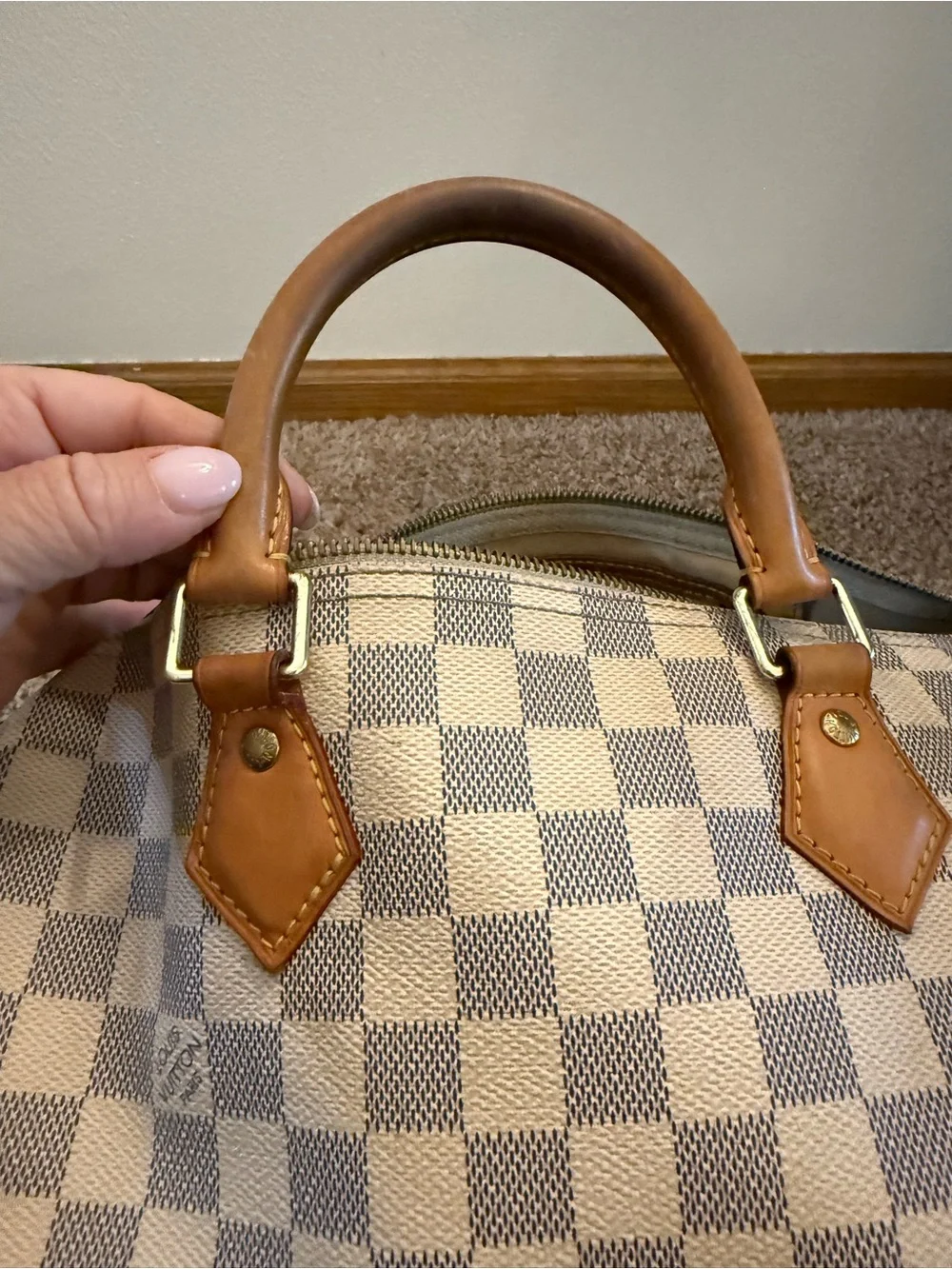 Louis Vuitton Damier Azur Speedy 30 Handbag - Cream/Light Brown - Picture 5 of 16